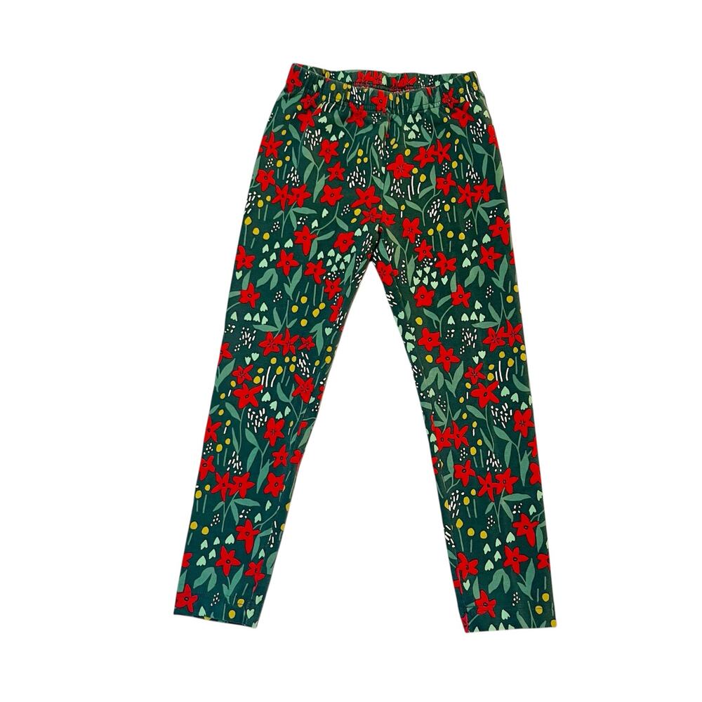 Hanna Andersson Poinsettia Patch Leggings Size 5